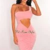 Vendor-unknown Just In Blush One Shoulder Cut Out Ruched Dress