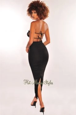 Vendor-unknown Just In Black Ruched High Waist Maxi Skirt