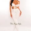 Sole Mio (set) Just In White Bandeau Tie Up High Waist Leggings Two Piece Set