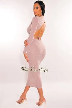 Sole Mio (set) Just In Mauve Ribbed Knit Wrap Around Skirt Two Piece Set