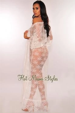 NIKIBIKI White Floral Lace Cover Up