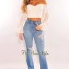 Vendor-unknown Denim Distressed High Waist Flare Jeans Just In
