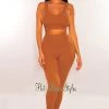 Sole Mio (set) Just In HMS Lounge: Toffee Fuzzy Tank High Waist Jogger Pants Two Piece Set
