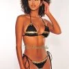 Vendor-unknown Black Gold Sequins O-Ring Scrunch Butt Bikini Just In