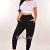 Pixie Dust HMS Lounge: Black Drawstring High Waist Jogger Pants