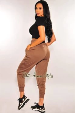 Pixie Dust Just In HMS Lounge: Toffee Drawstring High Waist Jogger Pants