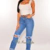 Vendor-unknown Denim Ripped Knee Boyfriend Jeans
