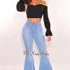 Vendor-unknown Light Denim High Waist Bell Bottoms Flare Jeans