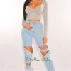 Vendor-unknown Just In Light Denim Cut High Waist Boyfriend Jeans