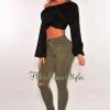 Vendor-unknown Olive Ripped Knee High-Waist Skinny Jeans Just In