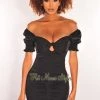 Vendor-unknown Black Padded Short Sleeve Hook & Eye Ruched Dress Just In