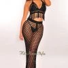 Vendor-unknown Black Crochet Halter Fringe Skirt Two Piece Set Cover Up Just In
