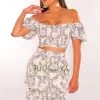 Vendor-unknown White Paisley Print Smocked Belted Skirt Two Piece Set Just In