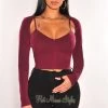 Vendor-unknown Just In Wine Hook & Eye Crop Top + Gold Chain Shrug Jacket