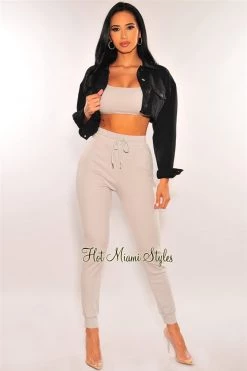 Vendor-unknown Black Denim Long Sleeve Destroyed Back Cropped Jacket Just In