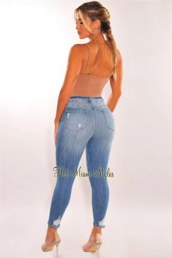 Vendor-unknown Light Blue Denim Distressed Skinny Jeans Just In