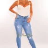 Vendor-unknown Medium Blue Denim Distressed Skinny Jeans