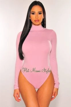 Glamazon Lilac Cut Out Back Long Sleeves Bodysuit