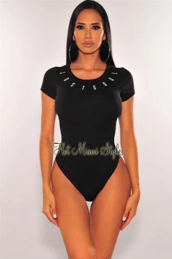 Glamazon Just In Black "Lost Soul" Short Sleeves Graphic Bodysuit