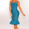 Vendor-unknown Jade Halter Ruched Ruffle Hem Dress