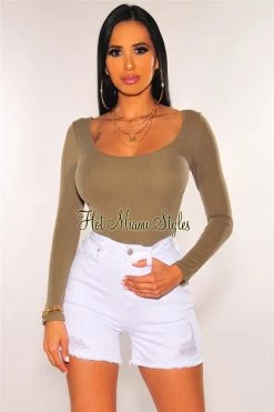 Vendor-unknown White Denim Ripped Biker Shorts Just In