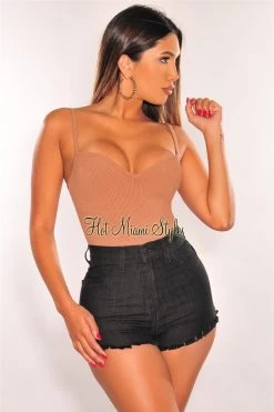 Vendor-unknown Just In Black Denim High Waist Frayed Hem Slit Shorts