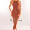 ARK & Co Toffee Ribbed Halter Sleeveless Midi Dress Just In