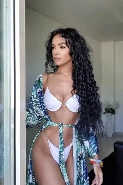 Vendor-unknown White Padded Gold Chain Bikini