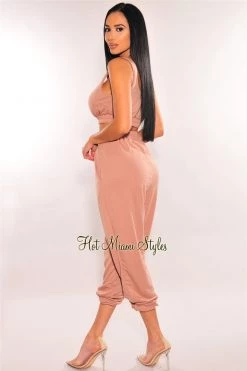 Vendor-unknown Just In HMS Lounge: Mauve Cropped Tank Joggers Two Piece Set