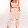 Vendor-unknown Just In HMS Lounge: Sand Cropped Tank Joggers Two Piece Set