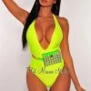 Vendor-unknown Neon Yellow Iridescent Pearl Fanny Pack Belted Swimsuit Just In