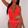 Vendor-unknown Just In Tangerine Iridescent Pearl Fanny Pack Belted Swimsuit