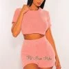 Sole Mio (set) HMS Lounge: Blush Chenille Knit Short Sleeves Shorts Two Piece Set