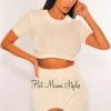 Sole Mio (set) Just In HMS Lounge: Cream Chenille Knit Short Sleeves Shorts Two Piece Set