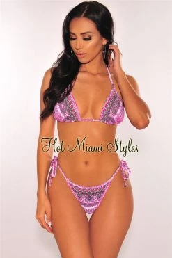 Vendor-unknown Fuchsia Victorian Rhinestone Embellished Padded Bikini Just In