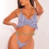 Vendor-unknown Navy Stripes Padded Ruffle Scrunch Butt Bikini Just In