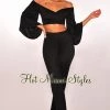 Sole Mio (set) Just In Black Faux Wrap Choker Bell Sleeves Two Piece Set