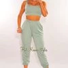 Sole Mio (set) HMS Lounge: Sage Cropped Tank Joggers Two Piece Set Just In
