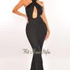 Vendor-unknown Black Halter CrissCross Cut Out Palazzo Jumpsuit Just In