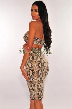 Sole Mio (set) Just In Snake Print Bandeau High Waist Skirt Two Piece Set