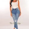 Vendor-unknown Denim Destroyed Hem High Waist Skinny Jeans