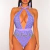 Vendor-unknown Lavender Iridescent Rhinestones Halter Multi Wear Swimsuit