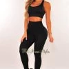 Sole Mio (set) HMS Fit: Black Seamless Padded Racer Back High Waist Leggings Two Piece Set