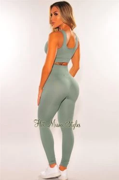 Sole Mio (set) HMS Fit: Sage Seamless Padded High Waist Leggings Two Piece Set