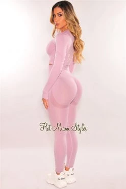 Vendor-unknown Just In HMS Fit: Lilac Seamless Butt Lifting Leggings Two Piece Set