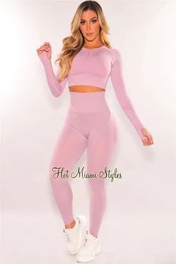 Vendor-unknown Just In HMS Fit: Lilac Seamless Butt Lifting Leggings Two Piece Set
