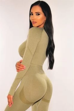 Sole Mio (set) HMS Fit: Sage Marl Seamless Butt Lifting Leggings Two Piece Set