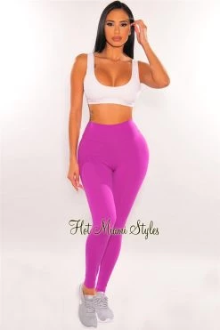 Vendor-unknown HMS Fit: Magenta Scrunch Pockets Butt Lifting High Waist Leggings