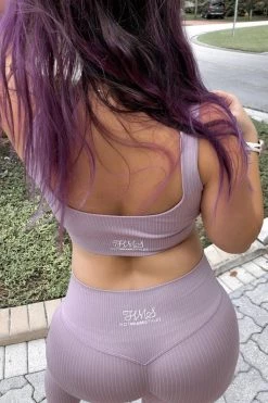 Sole Mio (set) Just In HMS Fit: Dusty Lilac Padded High Waist Leggings Two Piece Set