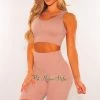 Sole Mio (set) HMS Fit: Dusty Blush Seamless Padded Biker Shorts Two Piece Set Just In